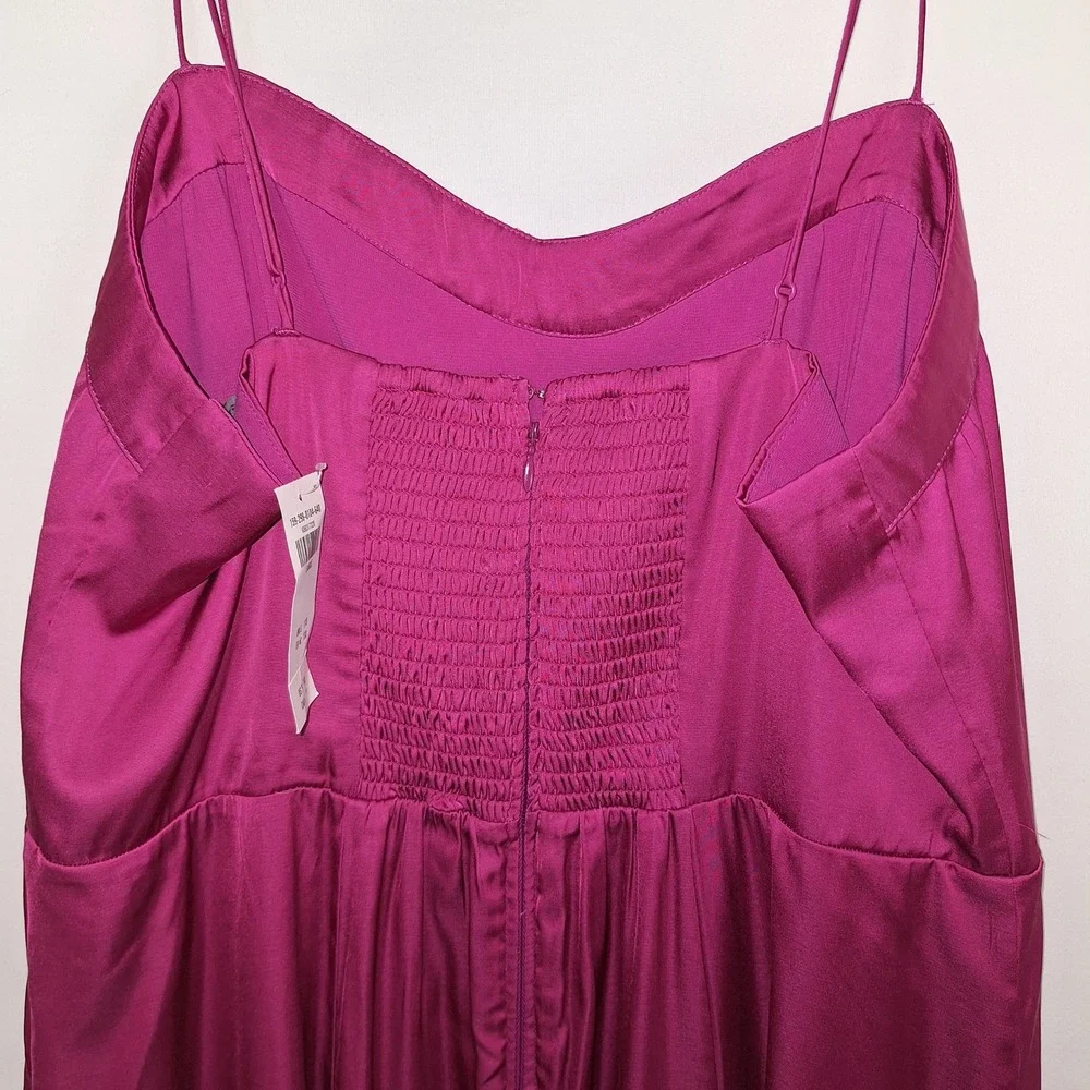 NWT Abercrombie & Fitch Camille High Slit Magenta Satin Maxi Dress RSP $140 L